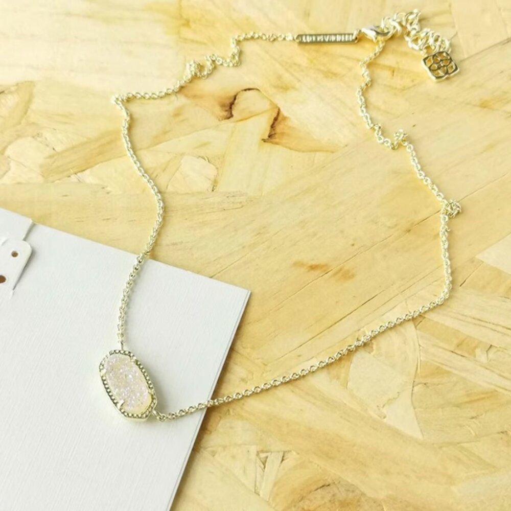 Kendra Gold Iridescent Drusy Pendant Necklace